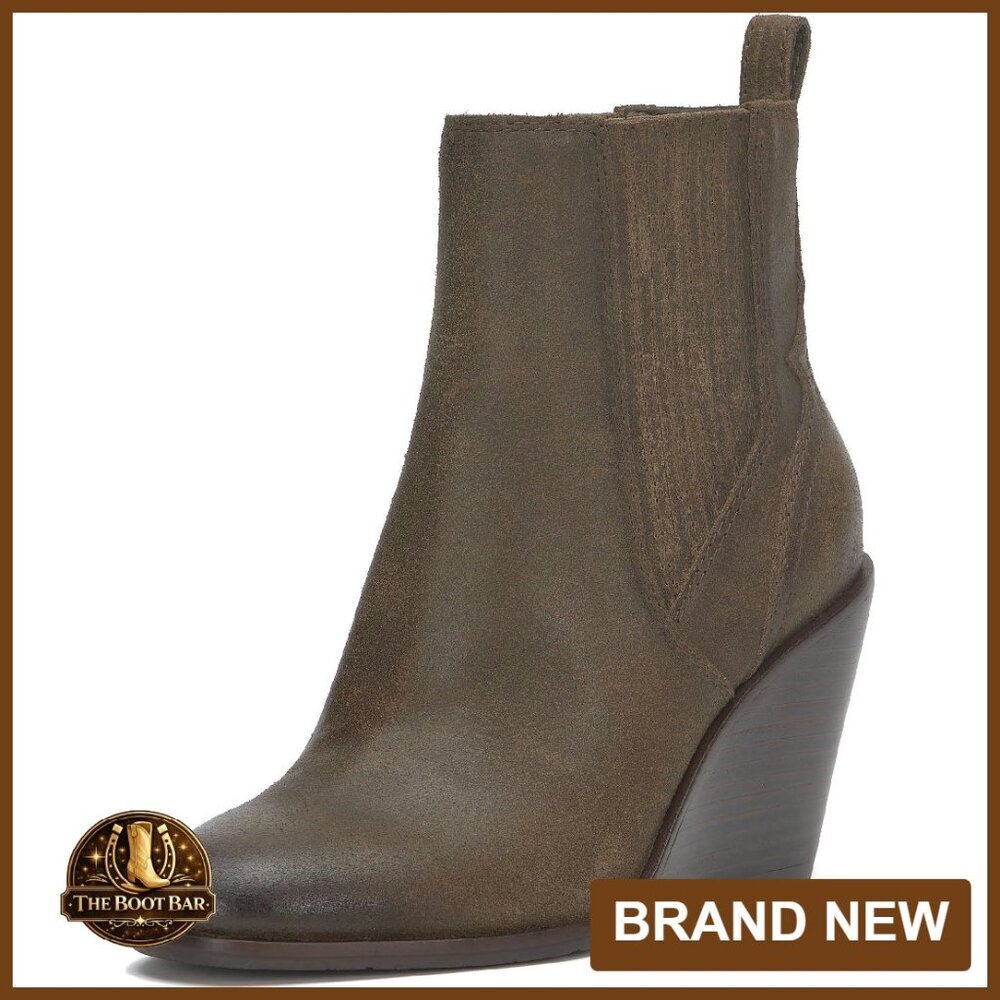 Suede Wedge Booties, Size 7, 3.3-Inch Heel, Dressy Casual